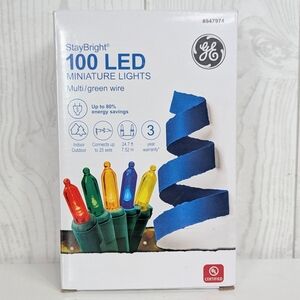 Mini LED Colored Lights String Of 100 StayBright GE Christmas lights New 24.7 Ft
